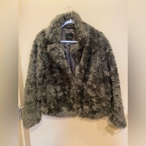 Luxurious faux fur grey coat